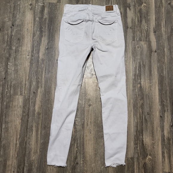 American Eagle High Rise Jegging Distressed Raw Hem Skinny Jeans Denim Size 8 - Picture 3 of 7
